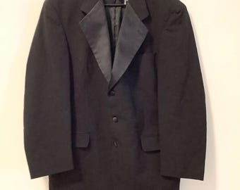 Vintage Formal 1 Men’s Black Tuxedo Jacket with Satin Lapels 44 Large