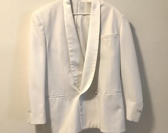 Vintage Raffinati Robert Wagner Collection White Tuxedo Jacket - Satin Lapel 44 Large