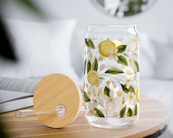 Summer Vibe Lemon Glass Tumbler, Lemonade Glass Cup, Summer Fun Lemon Mason Jar Glass, Summertime Lemon, Lemon Glass
