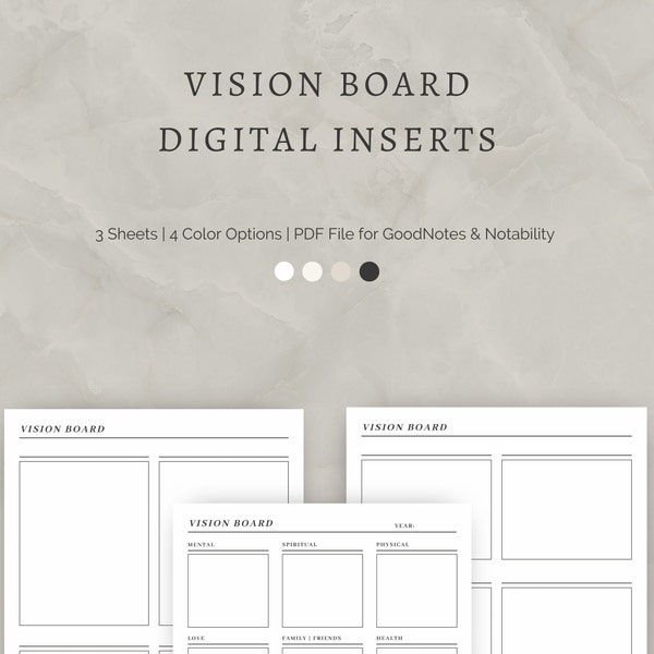 Vision Board Insert, Vision Board Planner, Goal Planner, Project Planner, Vision Board Digital Planner Template, Goodnotes, Digital Insert
