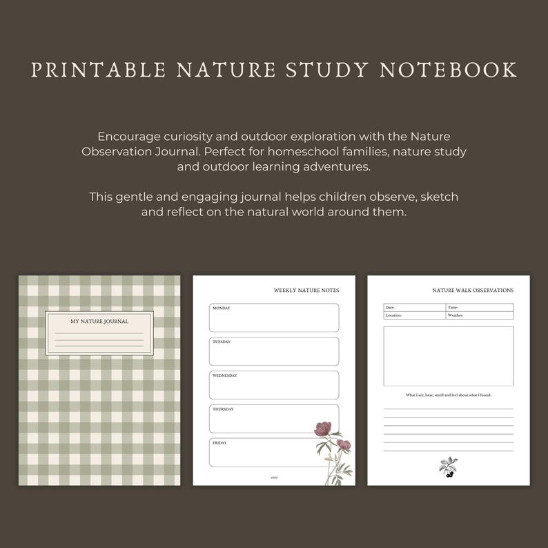 Kids Nature Observation Journal | Homeschool Nature Study Notebook ...