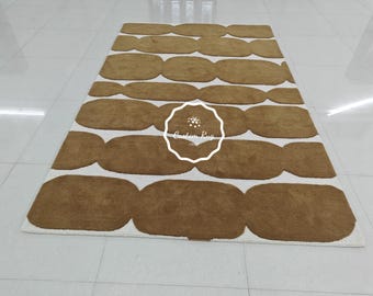 Handmade Wool Area Rug, Beige & Brown Organic Abstract Pattern