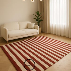 Hand Tufted Rug - Ivory and Red Abstract 100% Wool Designer Rugs for Living Room, Bedroom, Kids & Dining Room Decor 5x8 6x9 8x10 9x12 Custom