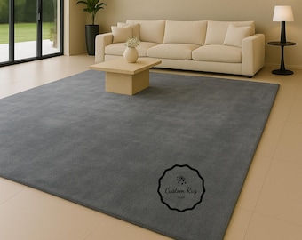 Hand Tufted Wool Area Rug: Grey Designer Rug for Living Room