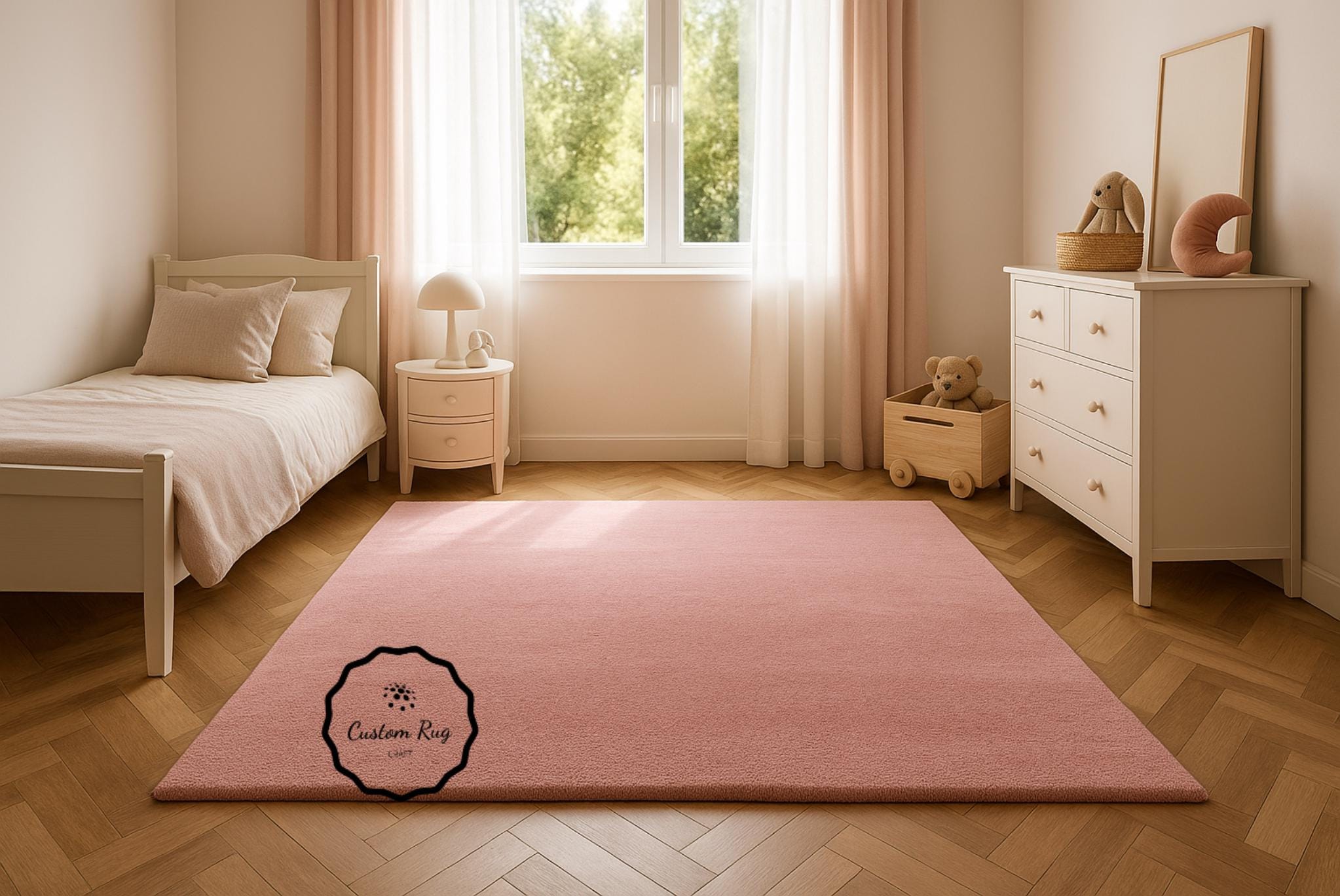 Hand Tufted Wool Rug: Solid Pink Area Rug for Living Room - Etsy