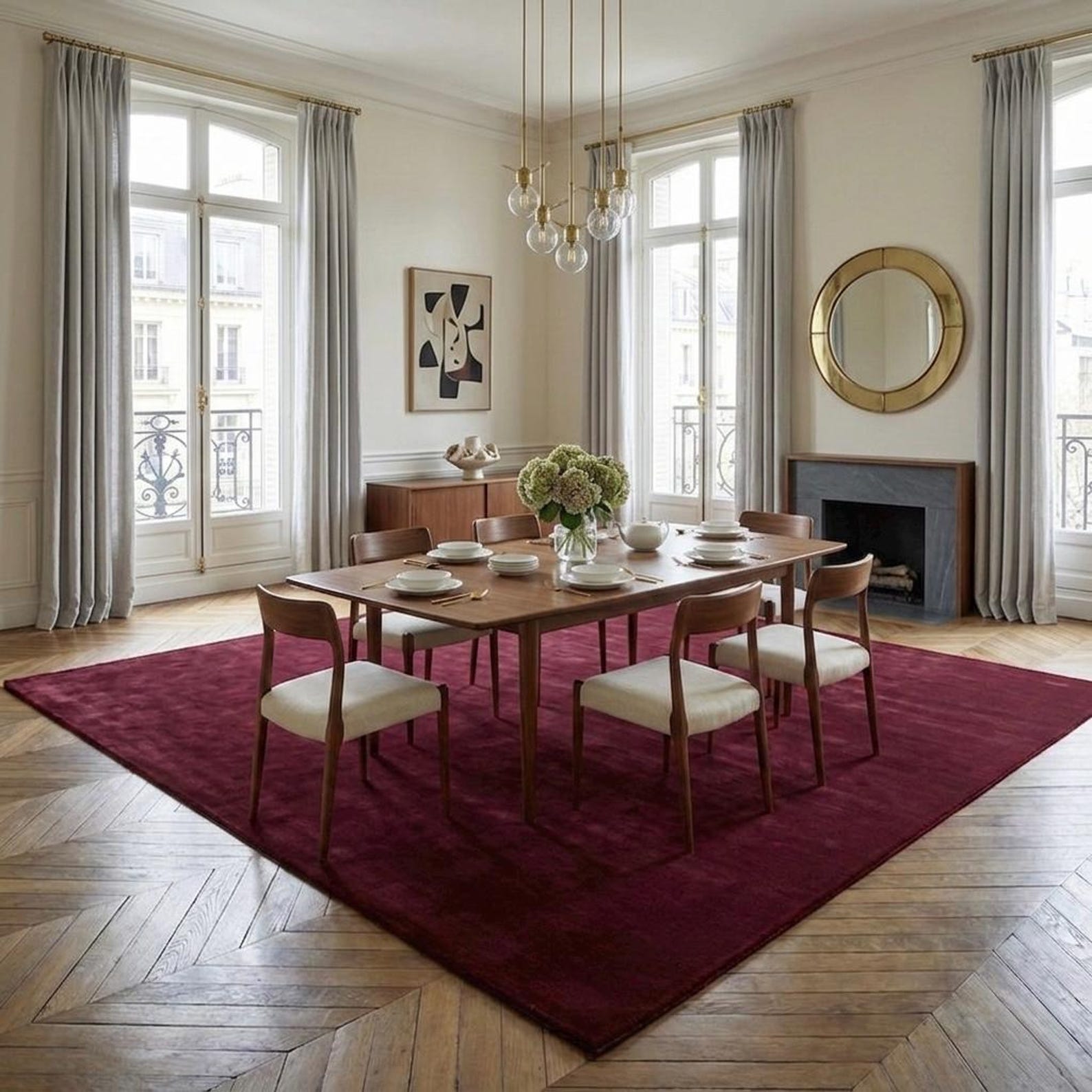 Deep Red Area Rug Solid Burgundy Area Rug, Large Deep Red Plush Wool Rug for Living Room ...