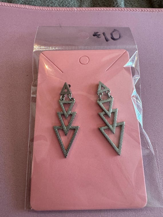 Triangular Dangle Earrings W/ A Layered Geometric… - image 3