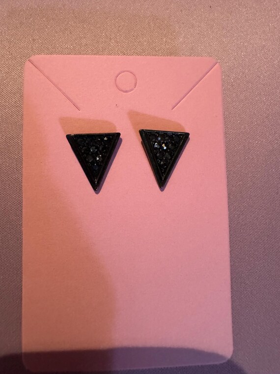 Triangular Stud Earrings with Rhinestones. - image 1