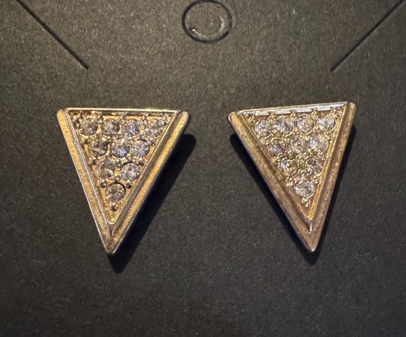 Vintage Style Triangular Rhinestone Stud Earrings. - image 2