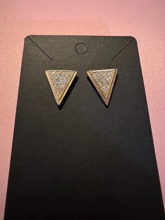 Vintage Style Triangular Rhinestone Stud Earrings. - image 1