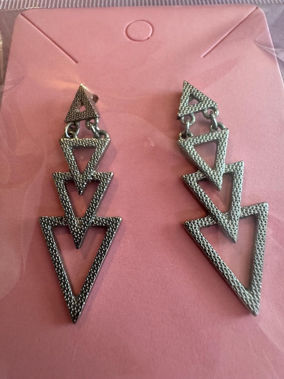 Triangular Dangle Earrings W/ A Layered Geometric… - image 2