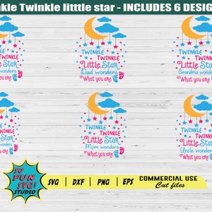 Twinkle Twinkle Little Star Gender Reveal Junge Mädchen Bundle svg exf png, Gender Reveal svg, Twinkle Little Star svg, Neugeborene SVG, Nursery svg