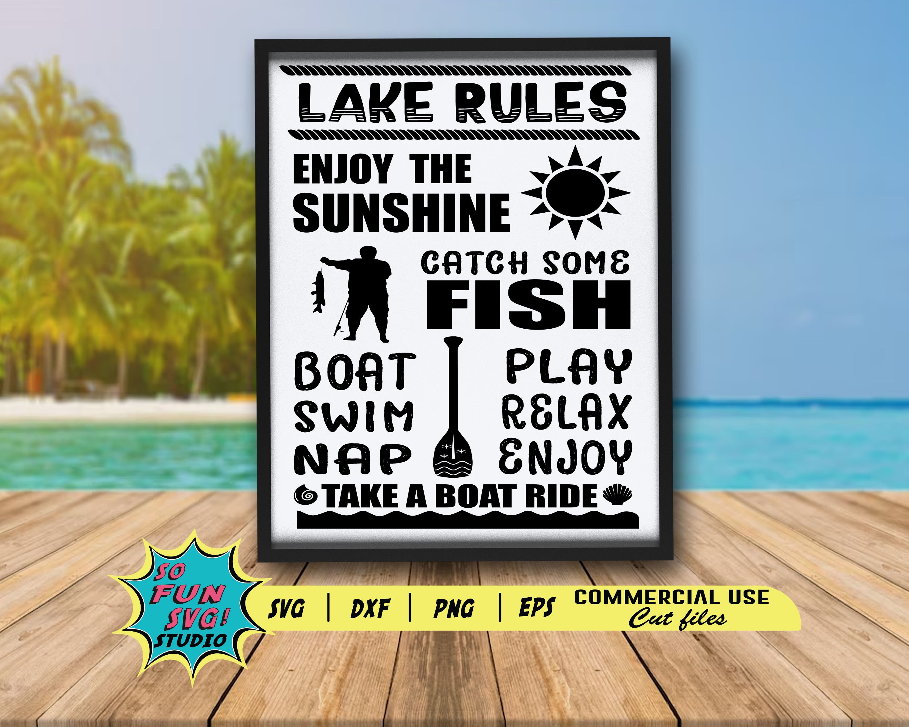 Lake Rules Svg Exf Png, Beach Vector Printable Clipart, Summer Beach ...