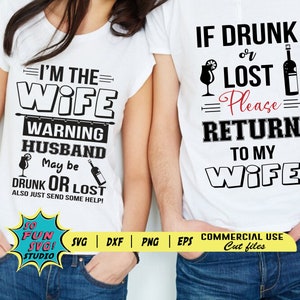 Indien verloren of dronken, keer dan terug naar mijn vrouw Svg, Quote Svg, Funny Svg, Sarcastische Svg, Sarcastische quote, Funny Quote SVG, Paar shirt svg