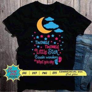 Paquete de revelación de género de Twinkle Twinkle Little Star para niño y niña, SVG, EXF y PNG, revelación de género, Twinkle Little Star SVG, recién nacido SVG, guardería SVG