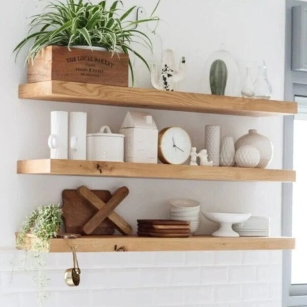 Modern Wood Floating Shelf for Kitchen and Livingroom,Decorative Wall Shelves,Wooden Floating Shelving Unit, Custom Wall Shelf, Wall Shelves