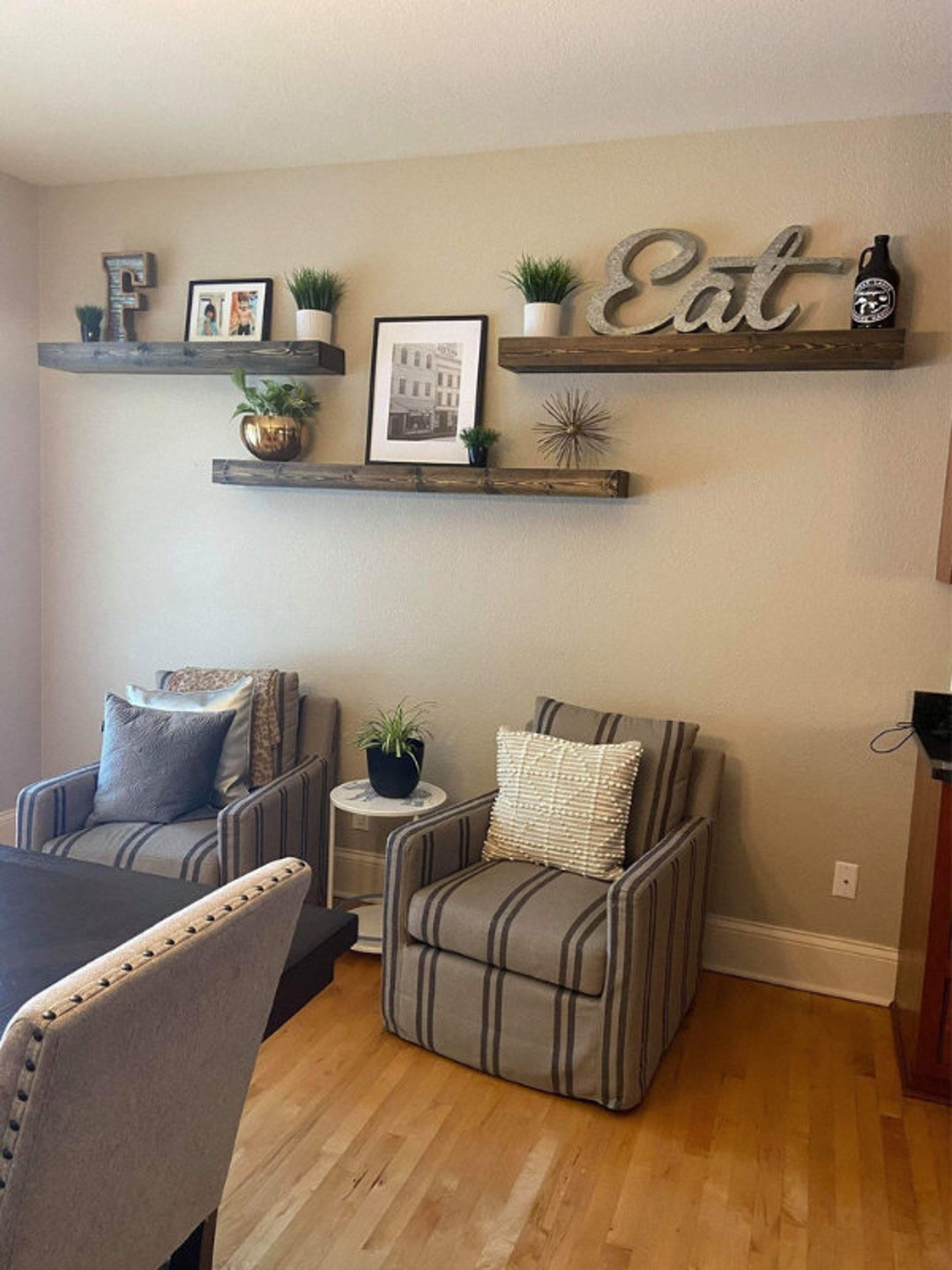 Floating Wooden Shelves Living Room