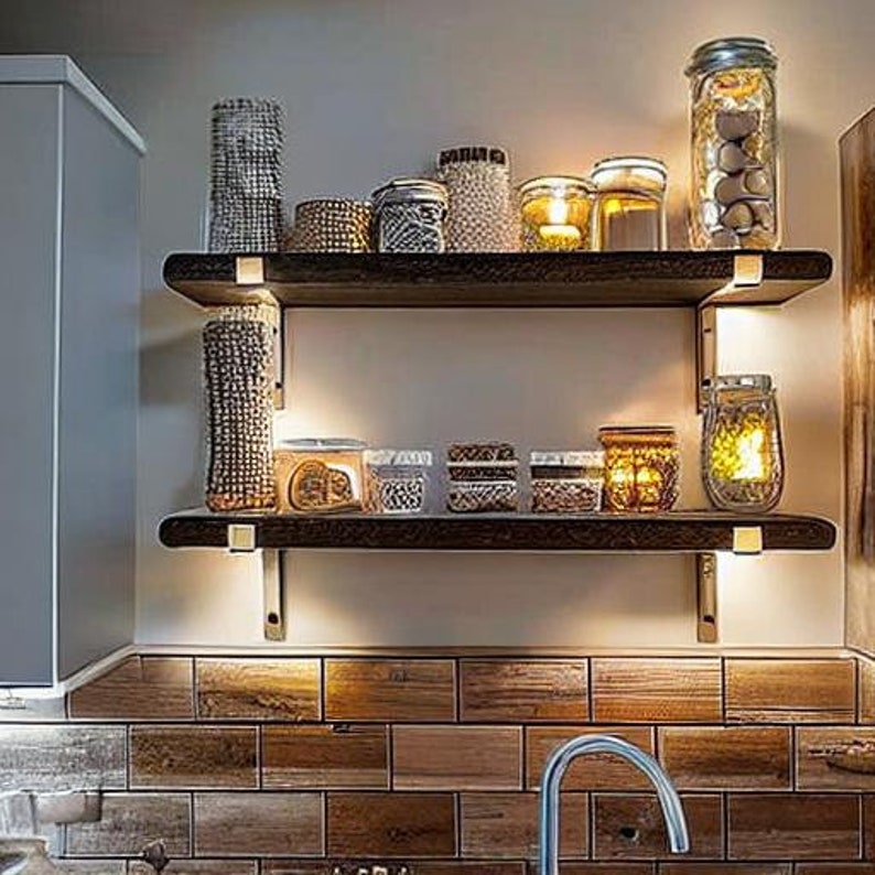 Custom Handmade Wooden Floating Shelf Quality Wood Height Etsy