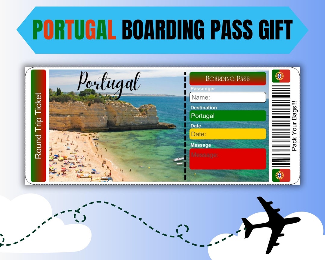 Portugal Boarding Pass Gift Ticket Unique Birthday Boarding - Etsy