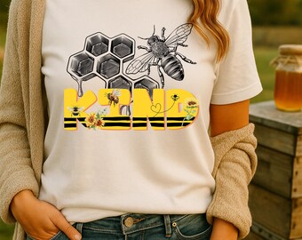 Motivational Quote PNG | “Bee Kind” | Inspirational Self Love, Mental Health, Positivity, Sublimation Digital Download