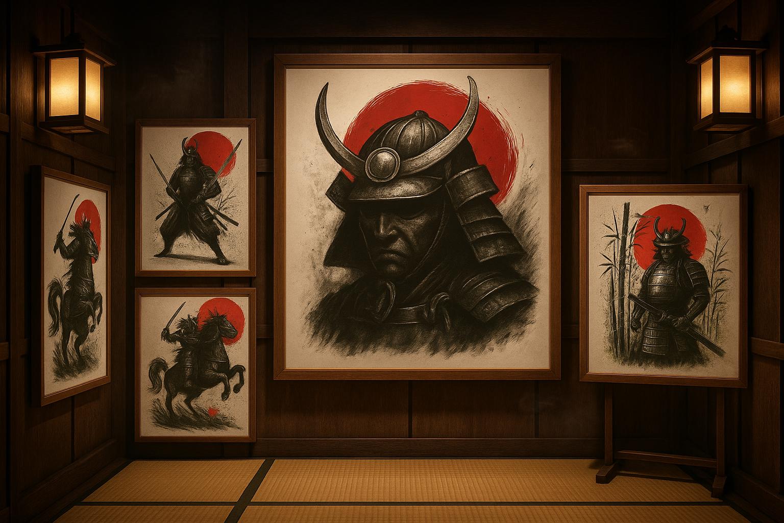 Samurai Horseback Ride PNG: Japanese Warrior Ink-brush Art (digital ...