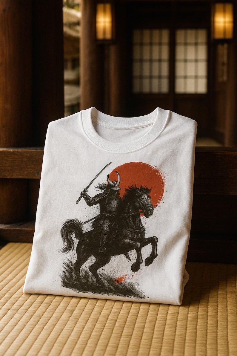 Samurai Horseback Ride PNG: Japanese Warrior Ink-brush Art (digital ...