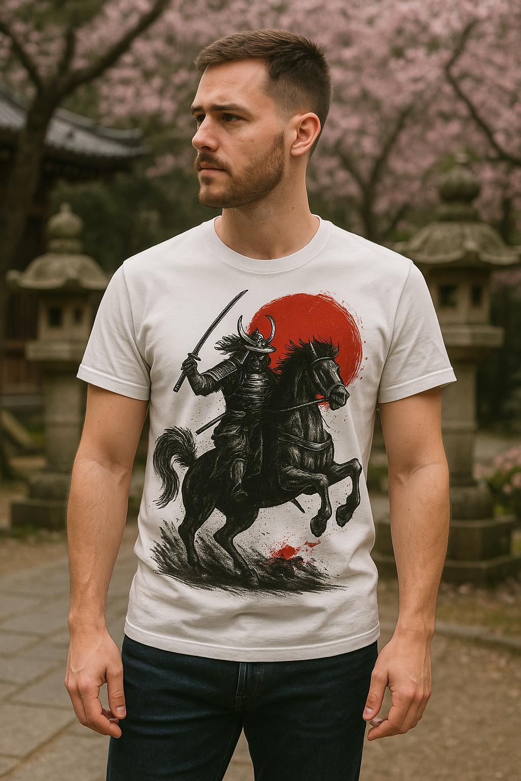 Samurai Horseback Ride PNG: Japanese Warrior Ink-brush Art (digital ...