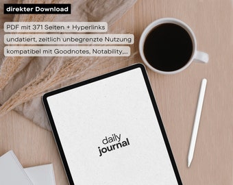 Digitales Daily Journal mit verlinktem Zeitstreifen, Tagebuch, undatiert, Goodnotes, Notability, iPad, Hyperlinked PDF, Download