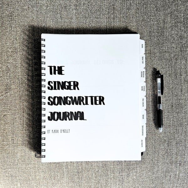 Singer Songwriter Journal- Gepersonaliseerd, Songwriting-pagina's, Ochtendjournaal, Nummers bijhouden, Brainstormpagina's, Sectietabbladen