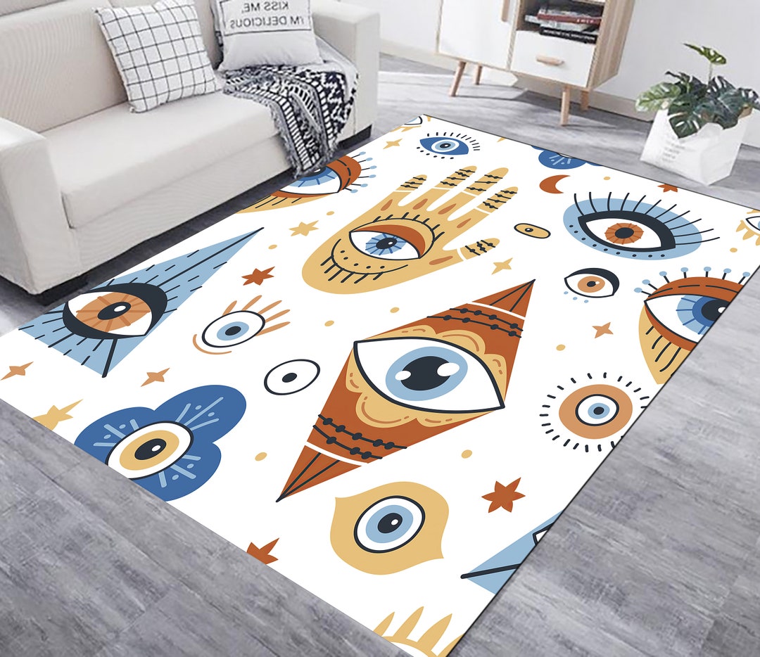 Evil Eye Rug Eye Themed Rug Eye Pattern Rug Minimalist Rug Etsy