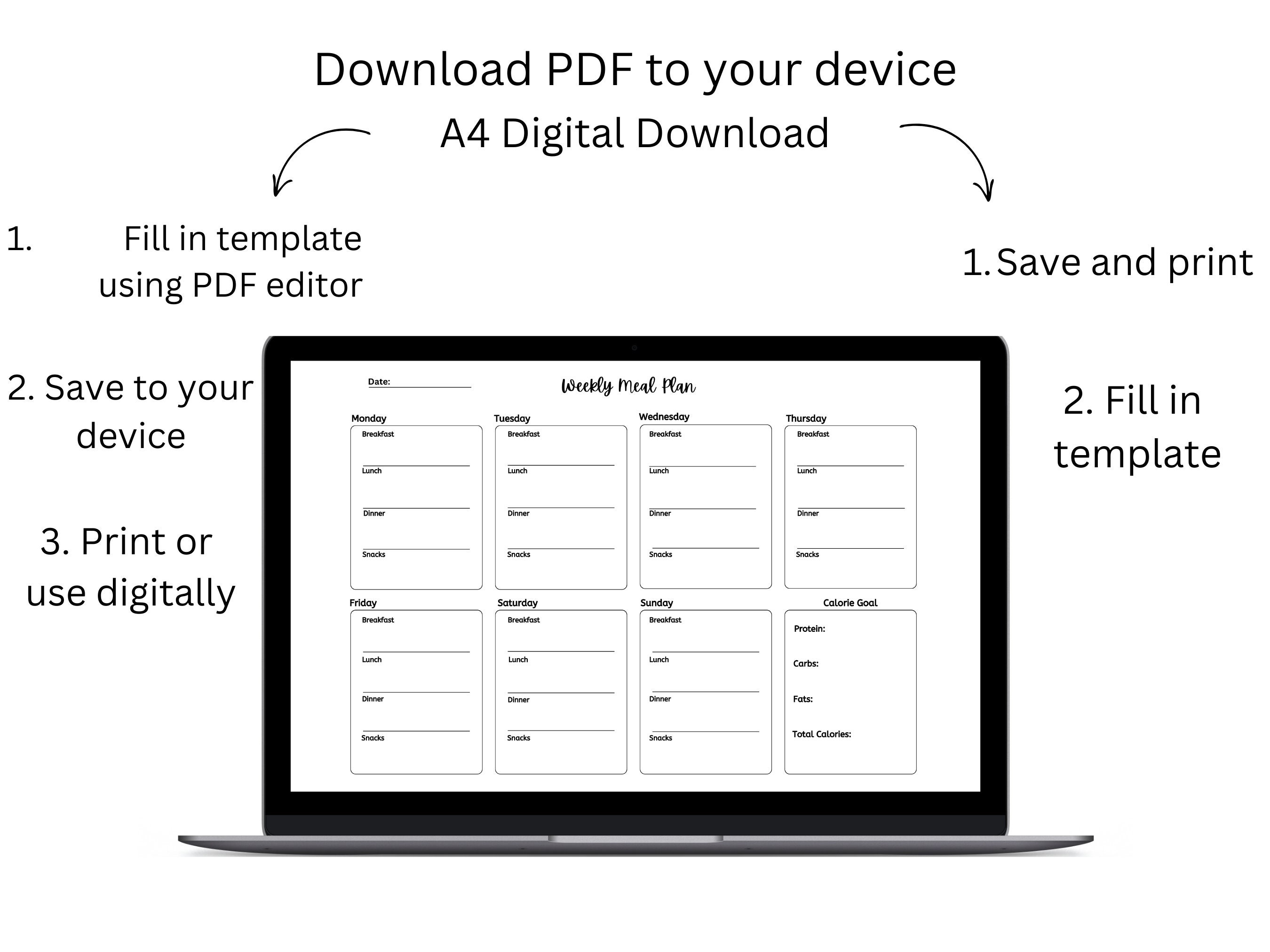 Printable Weekly Meal Planner Template - Etsy