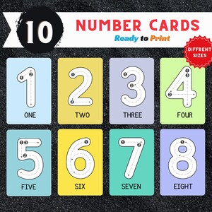 Flashcards Nombre - Ensemble de 10 Designs Éducatifs Imprimables | Apprentissage Ludique Instantané