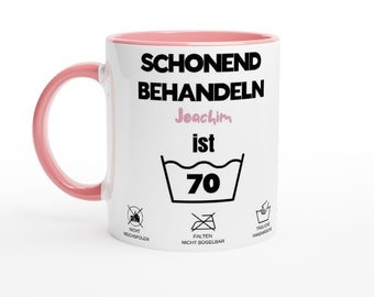 Tasse personalisiert mit witzigem Spruch zum 70. Geburtstag. Geschenk für Mann. Geschenk für Frau. Runder Geburtstag.