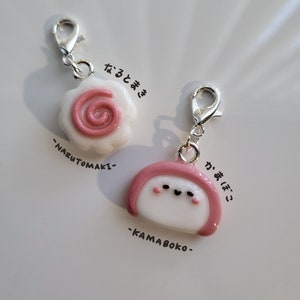 Narutomaki und Kamaboko Anhänger || Japanischer Fischkuchen || Handgefertigte Polymer Clay Schlüsselanhänger