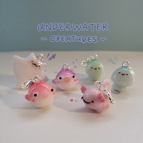 Ocean Life (海の生きもの)　彫刻アクセサリー5-①③ Ocean Sunfish Charm || Underwater Creature Series || Handmade