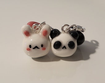 Bunny X Panda and Heart Magnetic Couple Charm || Handmade Polymer
