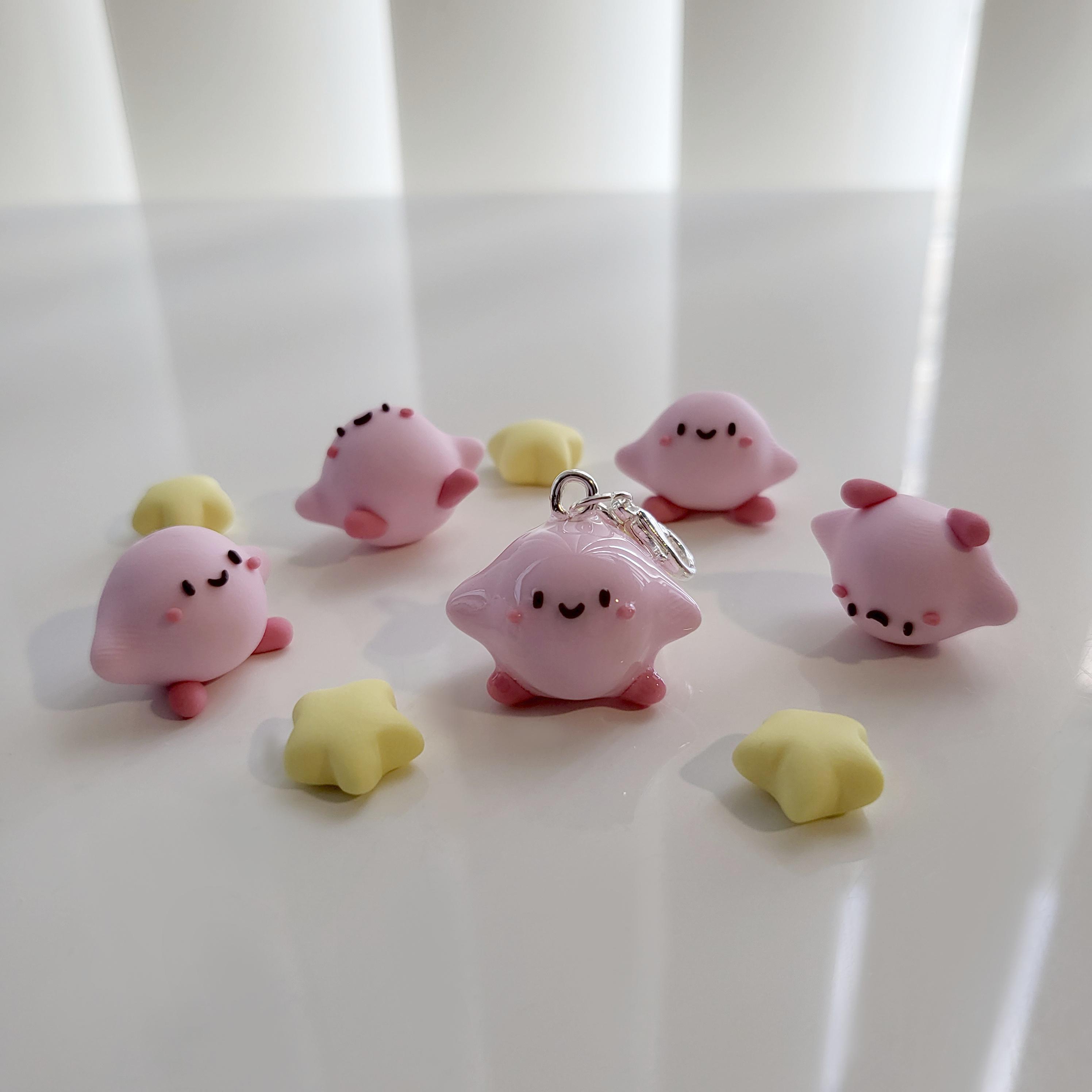 Kirby and Star Charm set || Handmade Polymer Clay Keychain