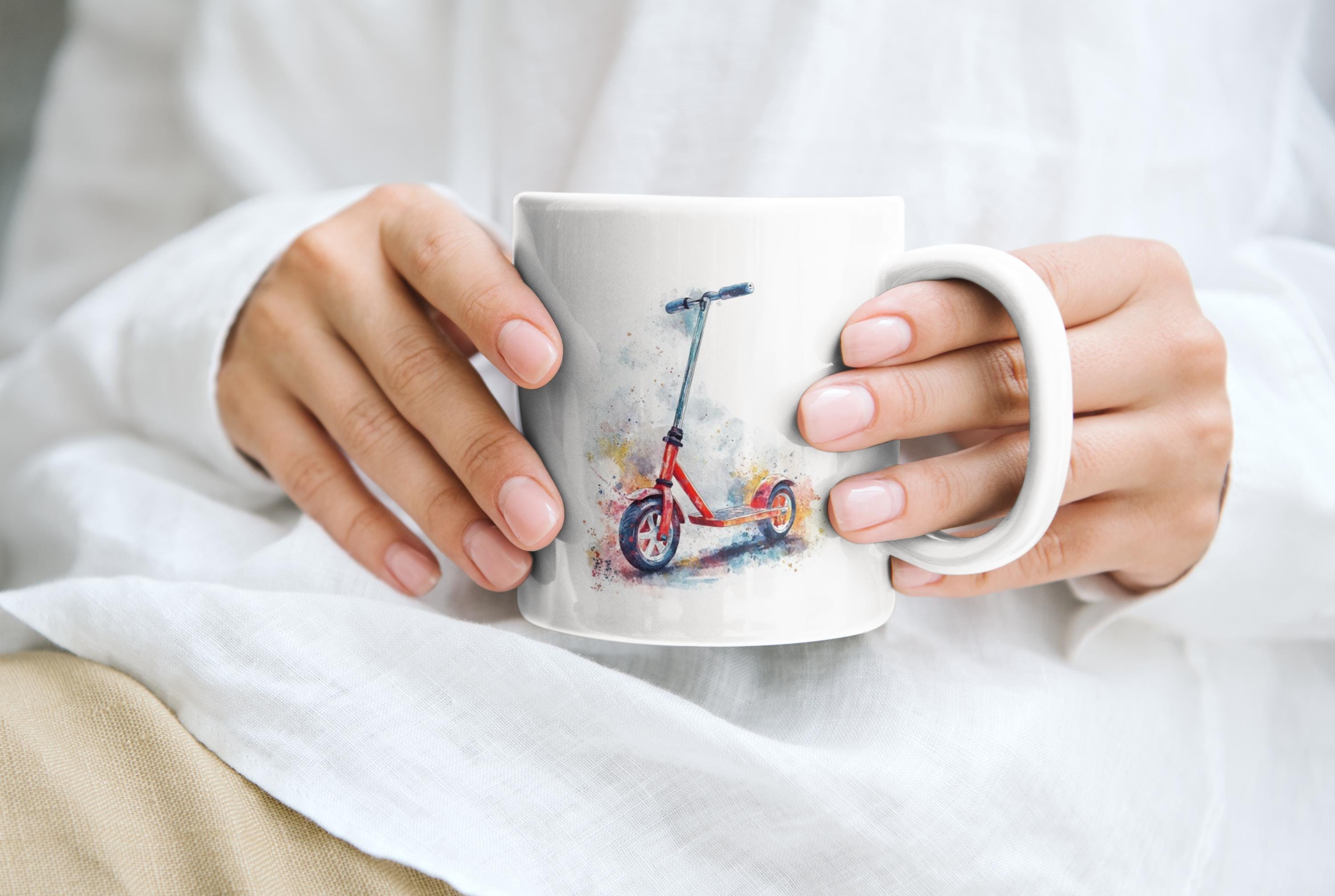 Tazza monopattino, tazza monopattino, tazza veicolo, tazza da viaggio, tazza trasporto, regalo monopattino, regalo monopattino, regalo veicolo, regalo