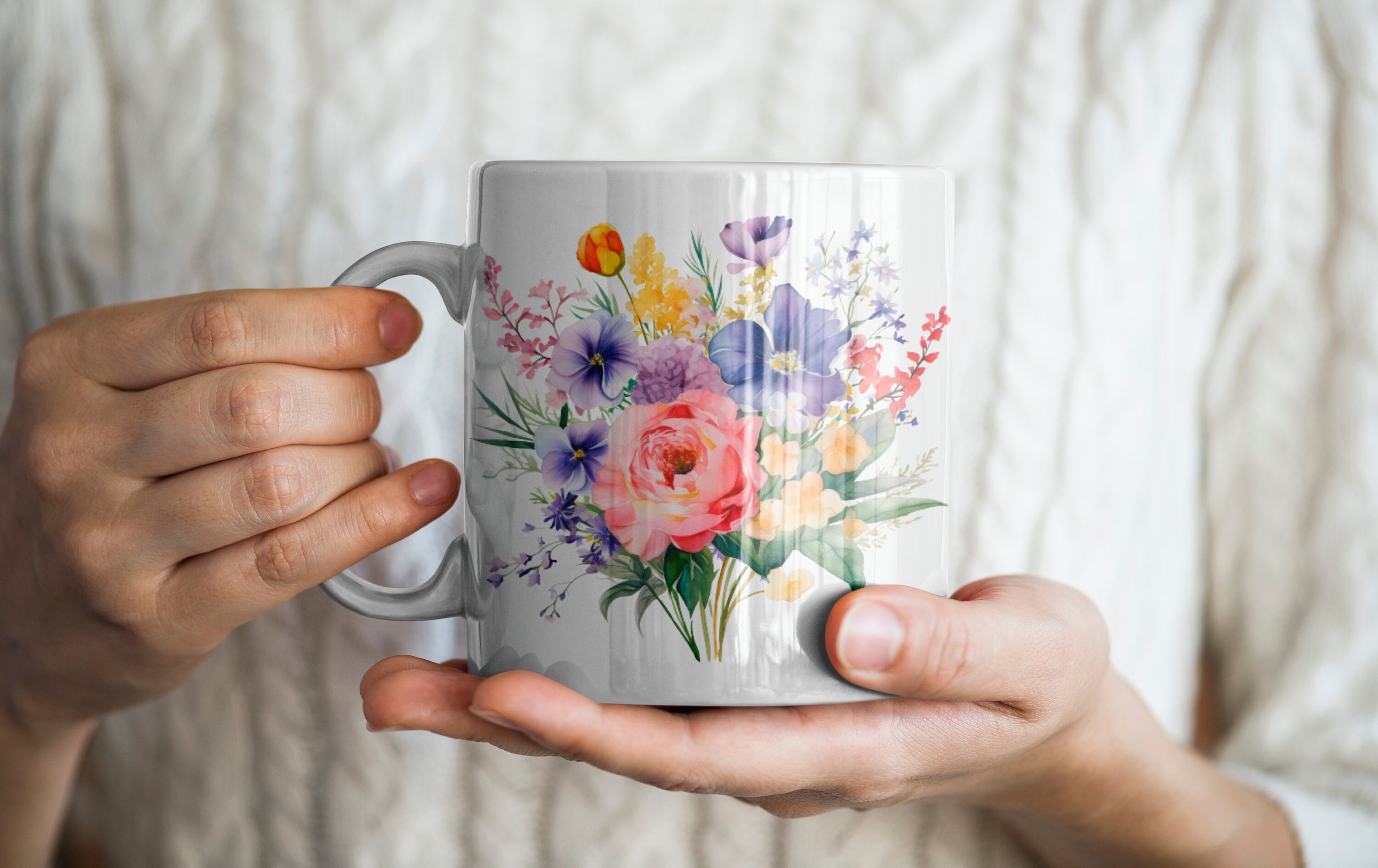 Floral Bouquet Mug, Flower Mug, Nature Mug, Botanical Mug, Nature Lover Gift, Floral Gift, Flower Gift, Dishwasher & Microwave Safe Mug