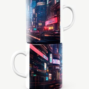 Cyberpunk Mug, Futuristic Mug, City Mug, Abstract Mug, Cyberpunk Gift, Futuristic Gift, City Gift, Abstract Gift