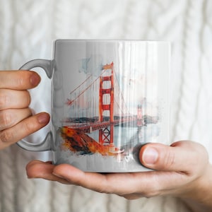 Golden Gate Mug, Bridge Mug, San Francisco Mug, California Mug, Geography Mug, Golden Gate Gift, San Francisco Gift, Geography Gift