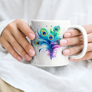 Peacock Mug, Feathers Mug, Abstract Mug, Bird Mug, Animal Mug, Peacock Gift, Feathers Gift, Abstract Gift, Bird Lover Gift, Animal Gift