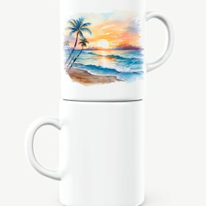 Beach Mug, Sunset Mug, Palm Tree Mug, Ocean Mug, Beach Lover Gift, Sunset Lover Gift, Palm Tree Gift, Ocean Gift