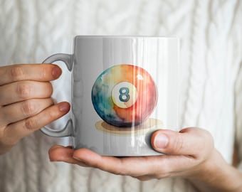 8-Ball Mug, Pool Mug, Billiards Mug, Pool Player Mug, Sports Mug, 8-Ball Gift, Pool Gift, Billiards Gift, Pool Player Gift, Sports Gift
