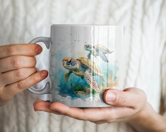 Turtle Coffee Mug, Sea Turtle Mug, Animal Mug, Ocean Mug, Turtle Lover Gift, Sea Turtle Gift, Animal Lover Gift, Ocean Lover Gift
