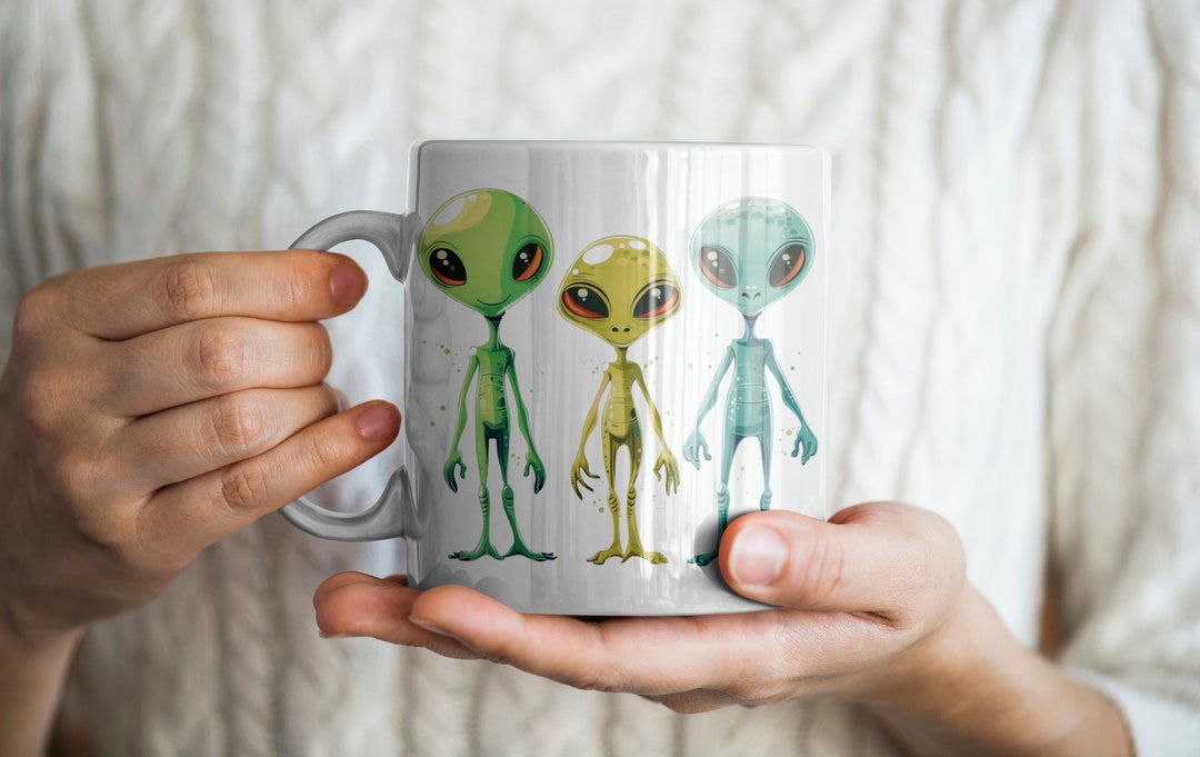Aliens Mug, Space Mug, Extraterrestrial Mug, Sci-fi Mug, Cartoon Mug ...
