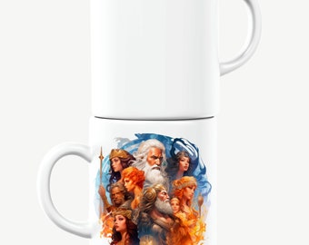 Greek Gods & Goddesses Mug, Greek Mythology Mug, Greece Mug, Mythology Lover Gift, Greece Gift, Dishwasher/Microwave Safe Mug, 11 Oz Mug