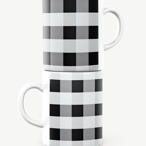Checkered Mug, Pattern Mug, Geometric Mug, Black & White Mug, Checkered Gift, Pattern Gift, Geometric Gift, Black and White Gift