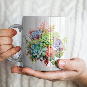 Succulents Mug, Plants Mug, Nature Mug, Botanical Mug, Succulent Gift, Plant Lover Gift, Nature Lover Gift, Botanical Gift