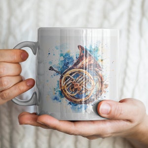 French Horn Mug, Instrument Mug, Music Mug, Musician Mug, Brass Wind Mug, French Horn Gift, Instrument Gift, Music Gift, Musician Gift